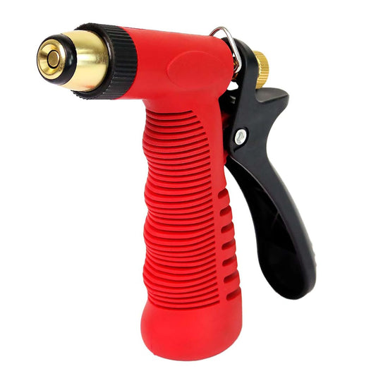 4608: Adjustable Cone Tip Garden Hose Spray Nozzle with Rear Trigger Grip, Threaded Connection Fits Standard Garden Hose, for Gardening, Landscaping, Watering and Outdoor Jobs, Red/Black