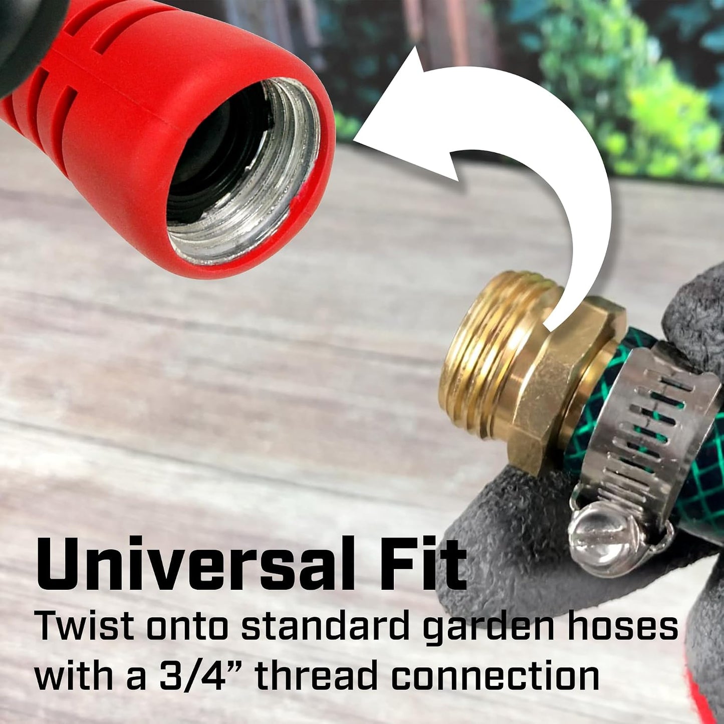 4608: Adjustable Cone Tip Garden Hose Spray Nozzle with Rear Trigger Grip, Threaded Connection Fits Standard Garden Hose, for Gardening, Landscaping, Watering and Outdoor Jobs, Red/Black