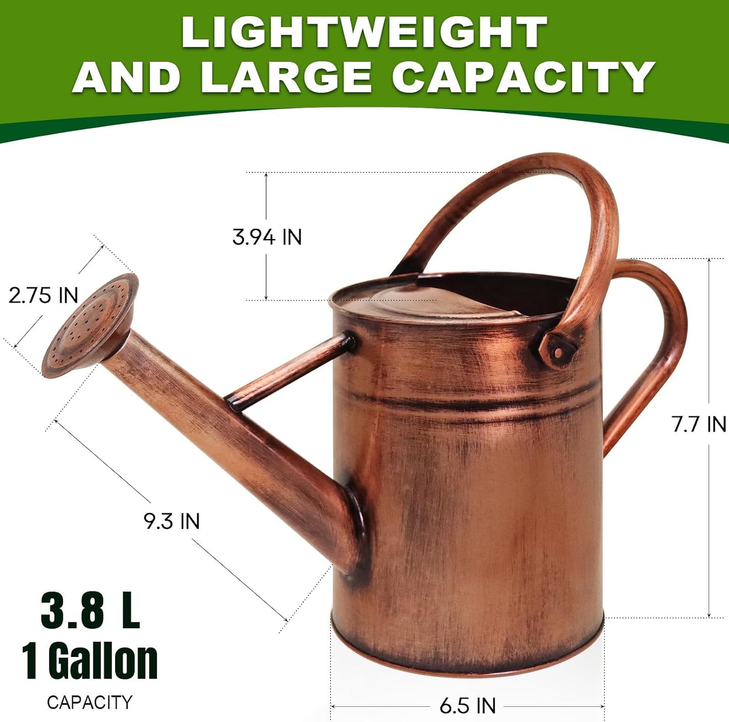 Metal Watering Can with Removable Spout, Galvanized, Perfect for Indoor and Outdoor Use (1 Gallon, Yellow)
