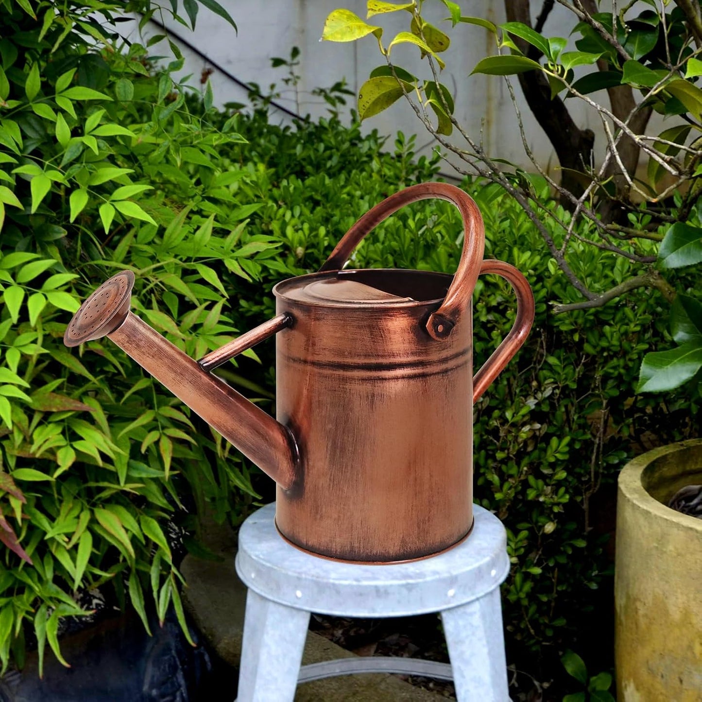 Metal Watering Can with Removable Spout, Galvanized, Perfect for Indoor and Outdoor Use (1 Gallon, Yellow)