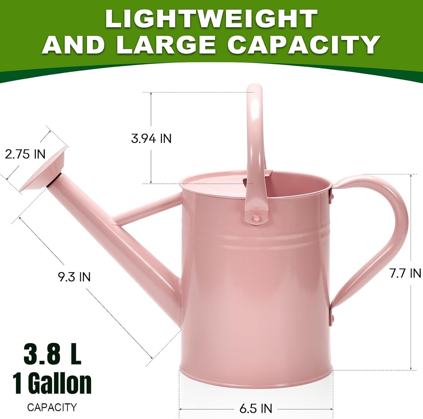 Metal Watering Can with Removable Spout, Galvanized, Perfect for Indoor and Outdoor Use (1 Gallon, Yellow)