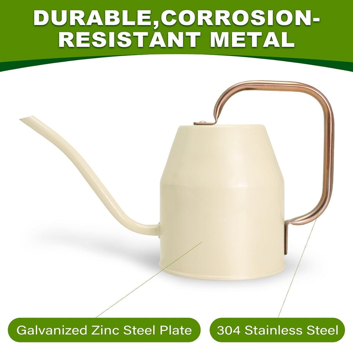 Metal Watering Can with Removable Spout, Galvanized, Perfect for Indoor and Outdoor Use (1 Gallon, Yellow)