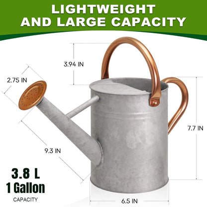 Metal Watering Can with Removable Spout, Galvanized, Perfect for Indoor and Outdoor Use (1 Gallon, Yellow)