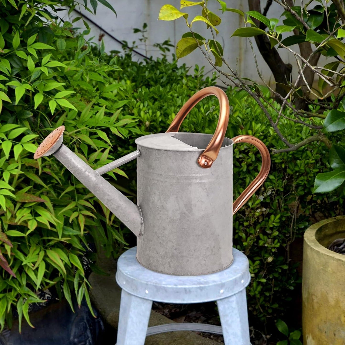 Metal Watering Can with Removable Spout, Galvanized, Perfect for Indoor and Outdoor Use (1 Gallon, Yellow)