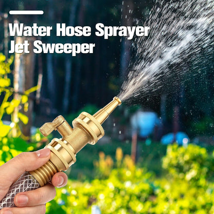 Heavy Duty Brass Hose Nozzle Kit with Shut Off Valve, 4" Adjustable Twist Garden Hose Nozzle, High Pressure Jet Sprayer, 3/4" GHT Connector, Includes 10 Rubber Washers(Adjustable,4 in)