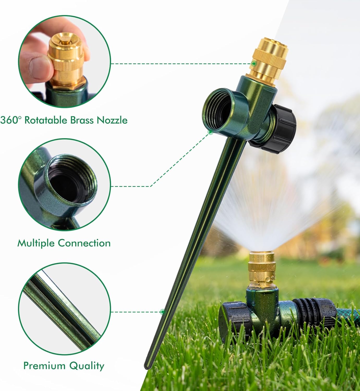 3 Pack Heavy-Duty Full-Metal Lawn Sprinklers for Yard