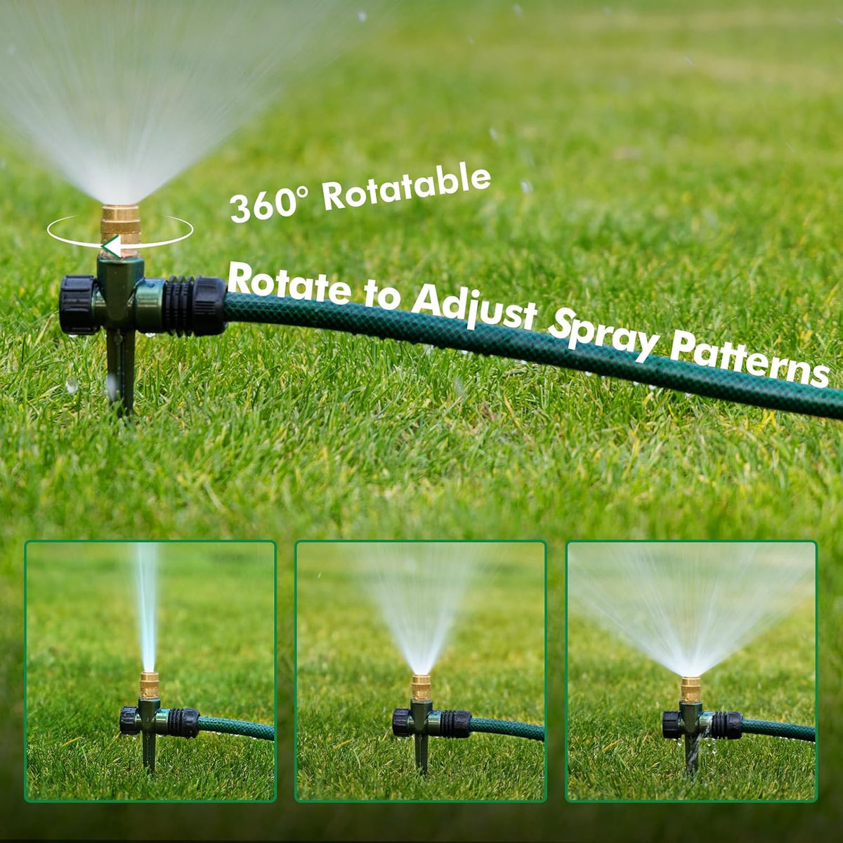 3 Pack Heavy-Duty Full-Metal Lawn Sprinklers for Yard