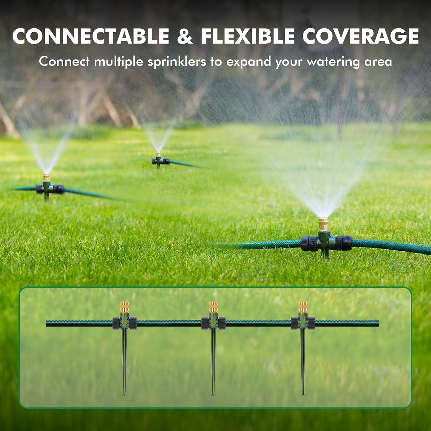 3 Pack Heavy-Duty Full-Metal Lawn Sprinklers for Yard