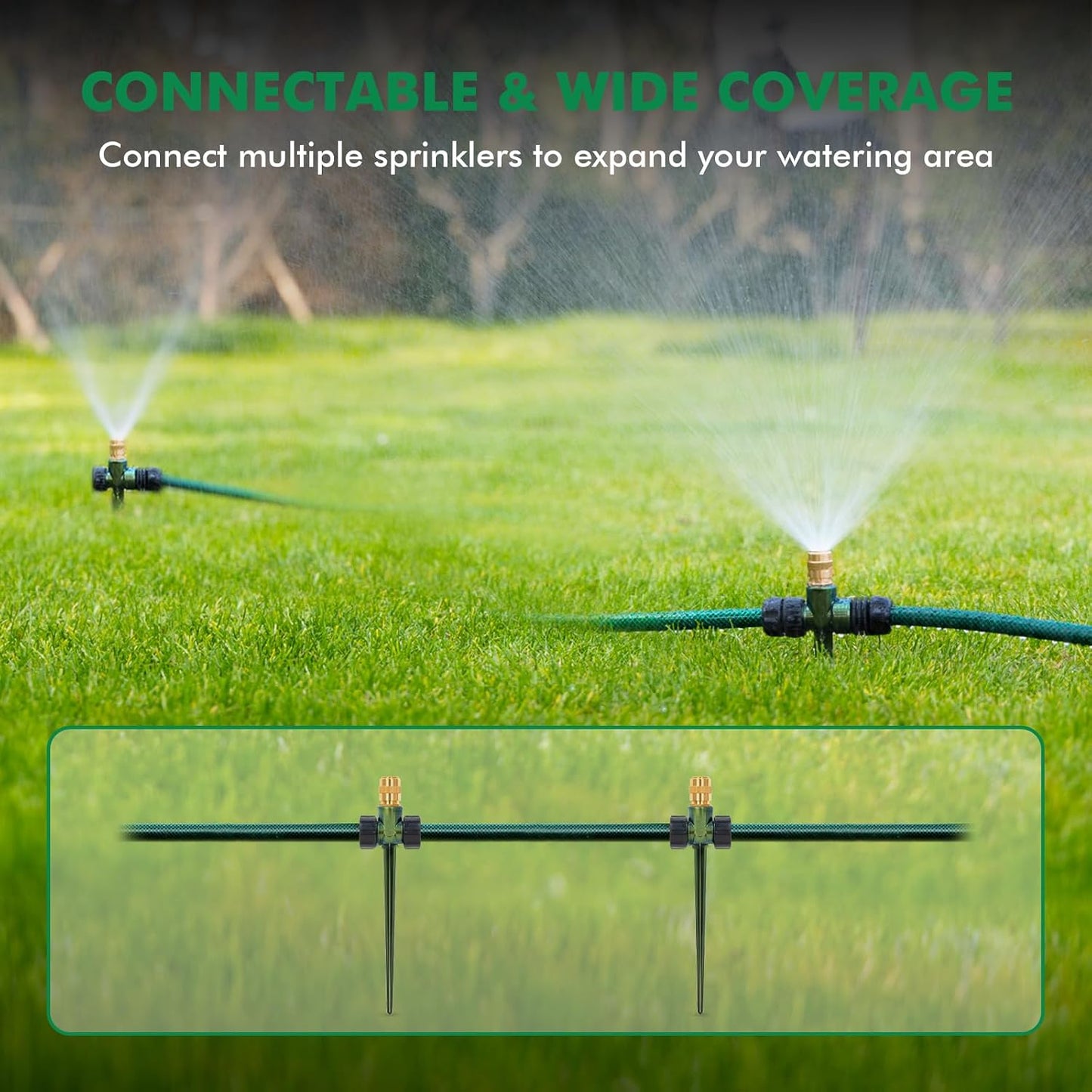 3 Pack Heavy-Duty Full-Metal Lawn Sprinklers for Yard