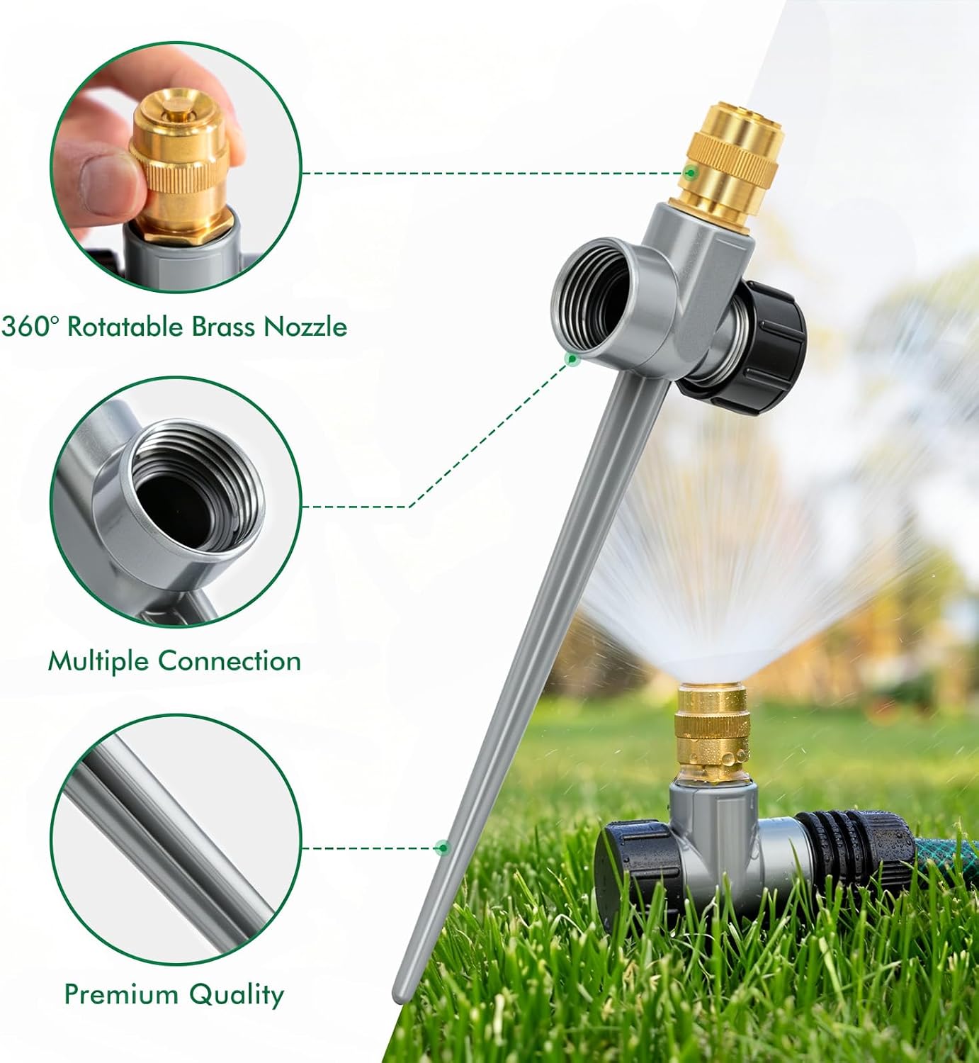 3 Pack Heavy-Duty Full-Metal Lawn Sprinklers for Yard