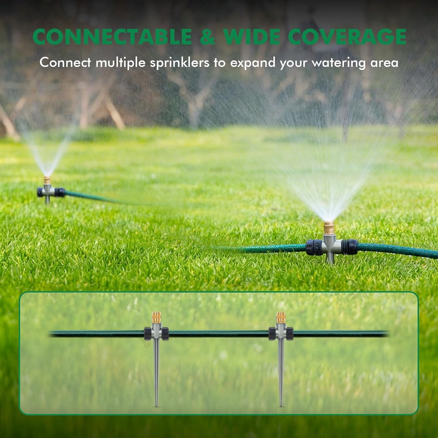 3 Pack Heavy-Duty Full-Metal Lawn Sprinklers for Yard