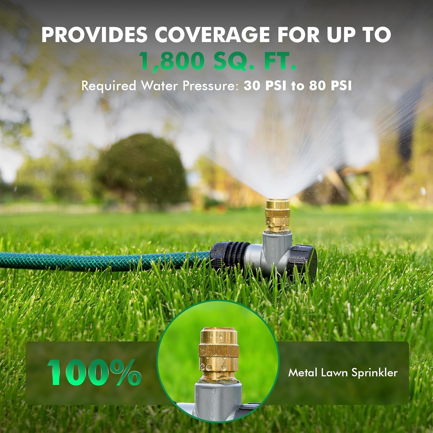 3 Pack Heavy-Duty Full-Metal Lawn Sprinklers for Yard