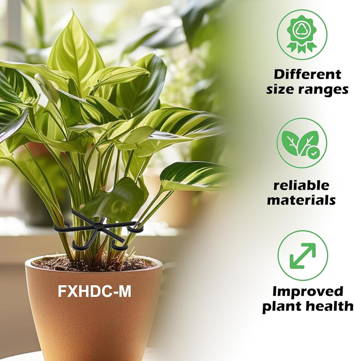 Reusable Plant Stem Supports for Indoor Plants - 4 Sizes, Durable Plastic Holders Easy Clip Hooks Growth Accessories for Climbing Plants Like Monstera Pothos and Vines