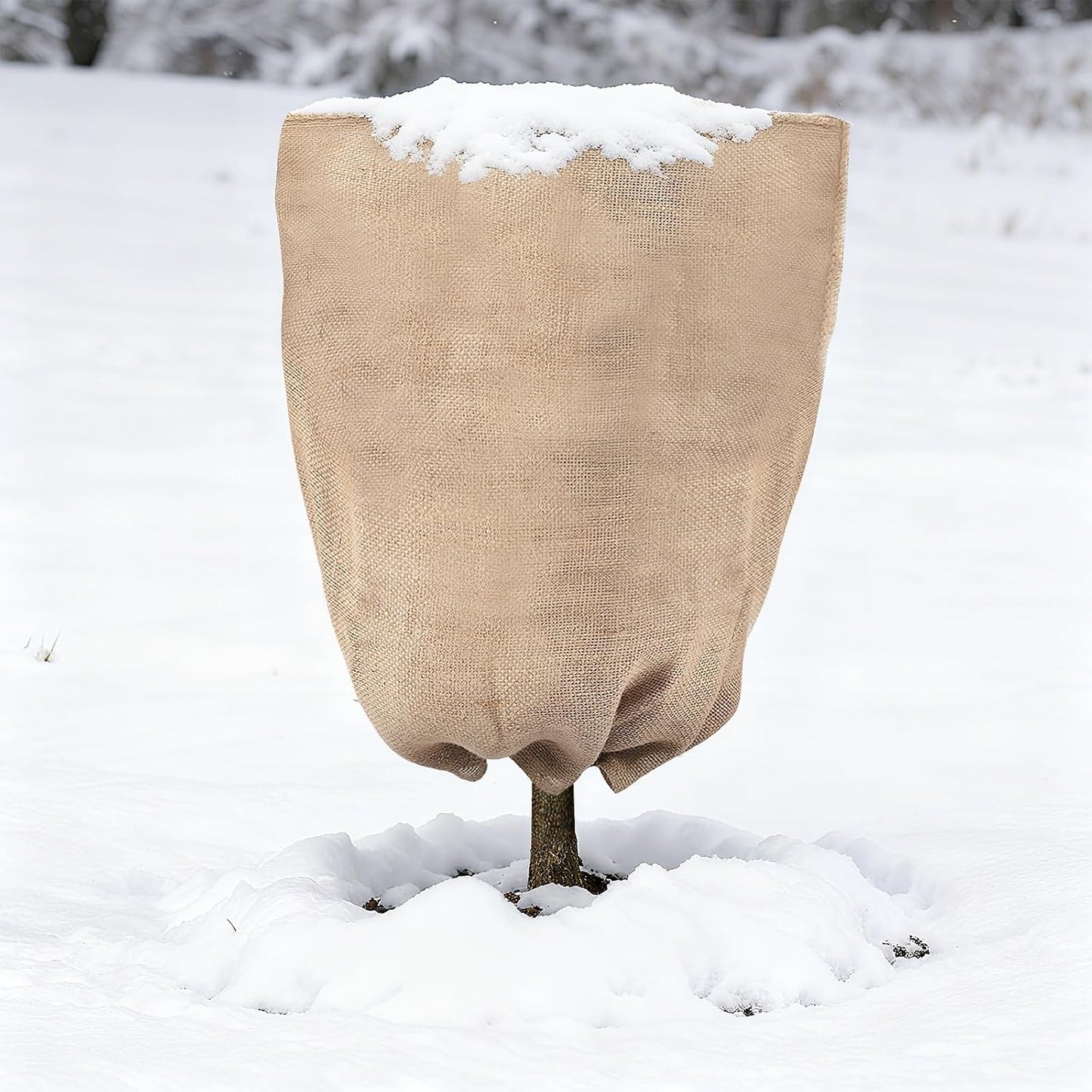 Burlap Plant Covers Freeze Protection for Patio Winterizing - 40"×47" Large Winter Frost Protector with Drawstring, Reusable Tree Freeze Blanket for Garden Bushes