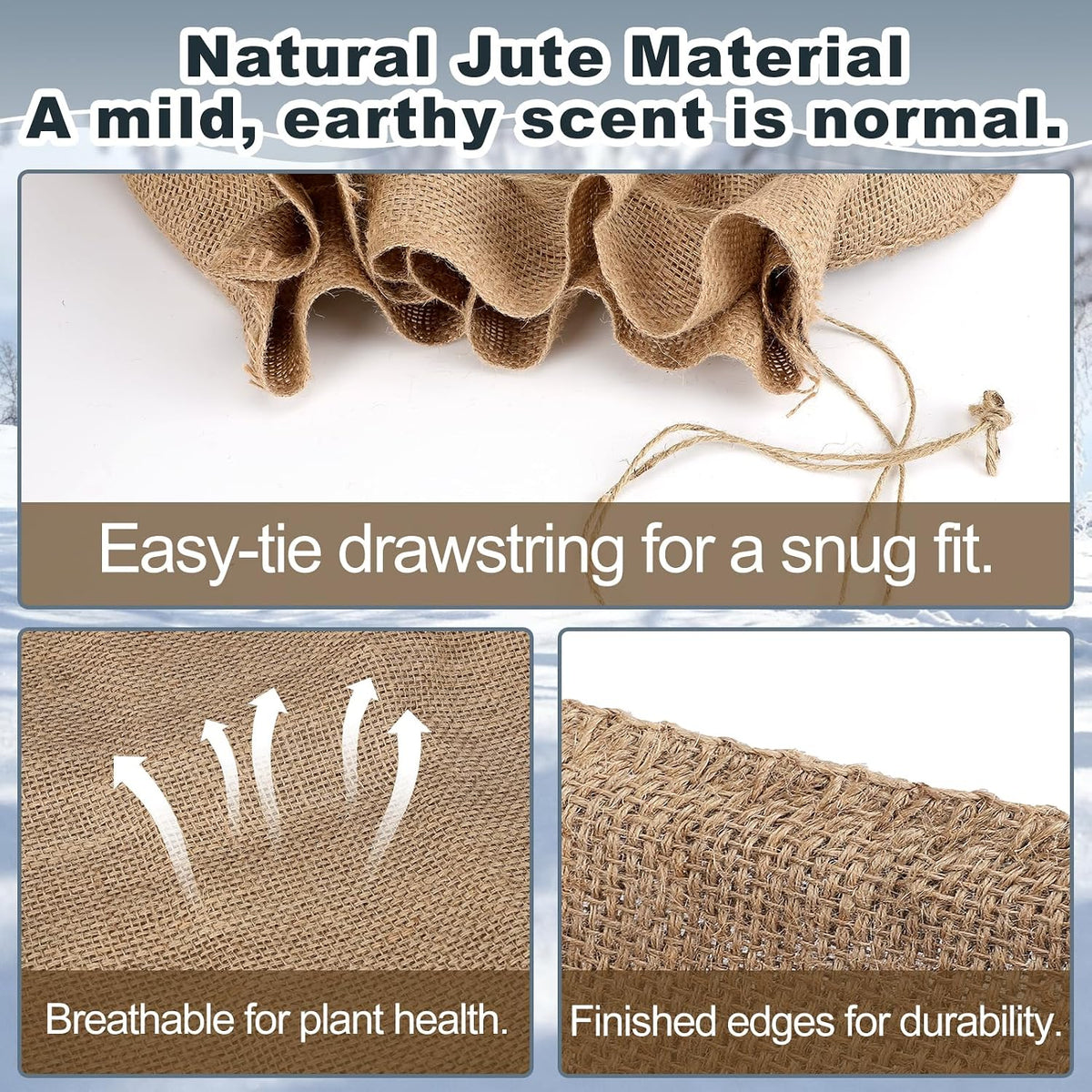 Burlap Plant Covers Freeze Protection for Patio Winterizing - 40"×47" Large Winter Frost Protector with Drawstring, Reusable Tree Freeze Blanket for Garden Bushes