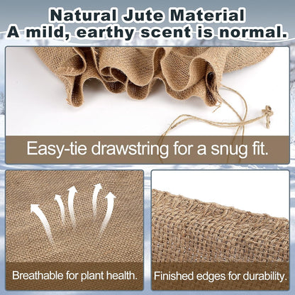 Burlap Plant Covers Freeze Protection for Patio Winterizing - 40"×47" Large Winter Frost Protector with Drawstring, Reusable Tree Freeze Blanket for Garden Bushes
