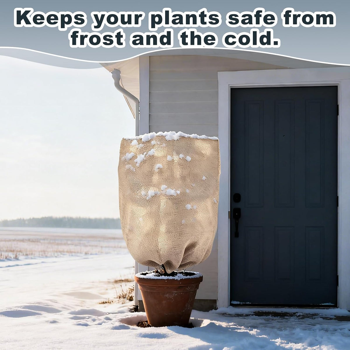 Burlap Plant Covers Freeze Protection for Patio Winterizing - 40"×47" Large Winter Frost Protector with Drawstring, Reusable Tree Freeze Blanket for Garden Bushes