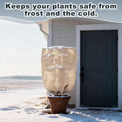 Burlap Plant Covers Freeze Protection for Patio Winterizing - 40"×47" Large Winter Frost Protector with Drawstring, Reusable Tree Freeze Blanket for Garden Bushes