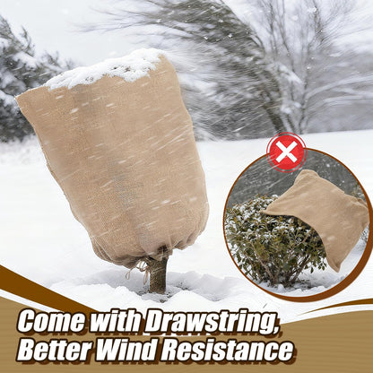 Burlap Plant Covers Freeze Protection for Patio Winterizing - 40"×47" Large Winter Frost Protector with Drawstring, Reusable Tree Freeze Blanket for Garden Bushes