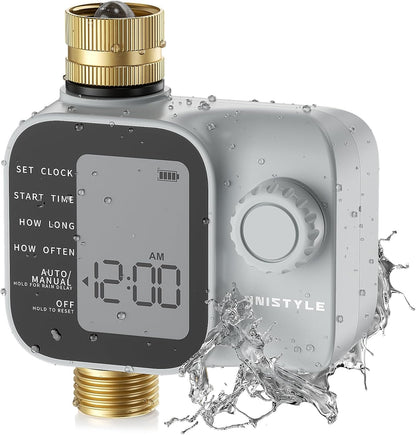 [2026 Upgrade] Sprinkler Timer with Brass Inlets & Outlets, Programmable Water Timer for Garden Hose, IP55 Waterproof Hose Timers with Manual Irrigation Timers for Yard and Lawn Patio