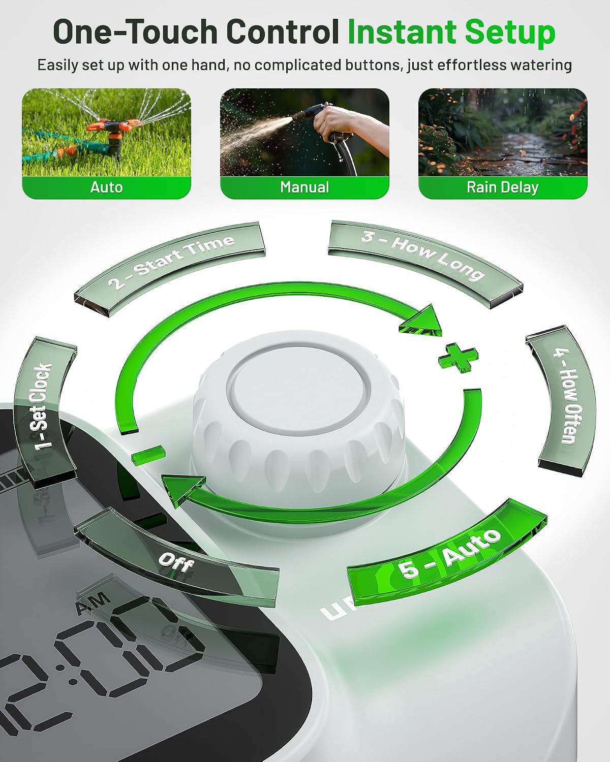 [2026 Upgrade] Sprinkler Timer with Brass Inlets & Outlets, Programmable Water Timer for Garden Hose, IP55 Waterproof Hose Timers with Manual Irrigation Timers for Yard and Lawn Patio