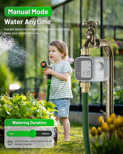 [2026 Upgrade] Sprinkler Timer with Brass Inlets & Outlets, Programmable Water Timer for Garden Hose, IP55 Waterproof Hose Timers with Manual Irrigation Timers for Yard and Lawn Patio