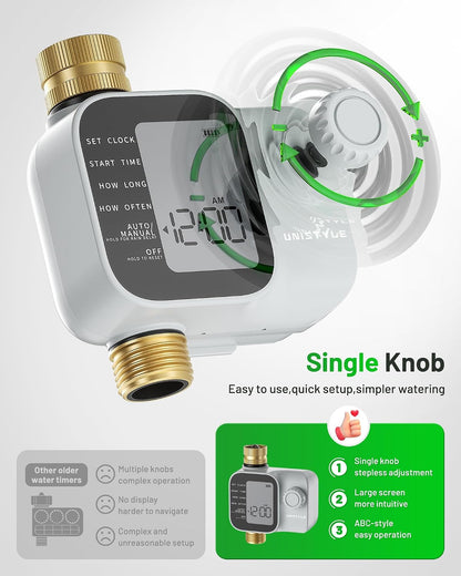 [2026 Upgrade] Sprinkler Timer with Brass Inlets & Outlets, Programmable Water Timer for Garden Hose, IP55 Waterproof Hose Timers with Manual Irrigation Timers for Yard and Lawn Patio