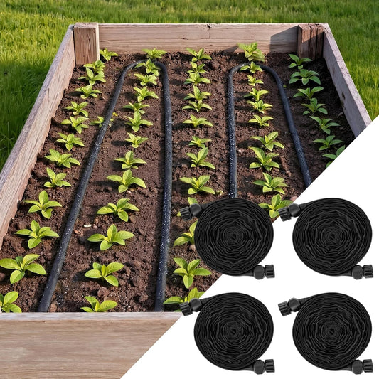 Soaker Hose,Lightweight and Soft Garden Drip Hose Saves 80% Water,Leak Proof Sprinkler Hose for Garden,Flower Planters & Vegetable Plots Watering (4 * 25ft)