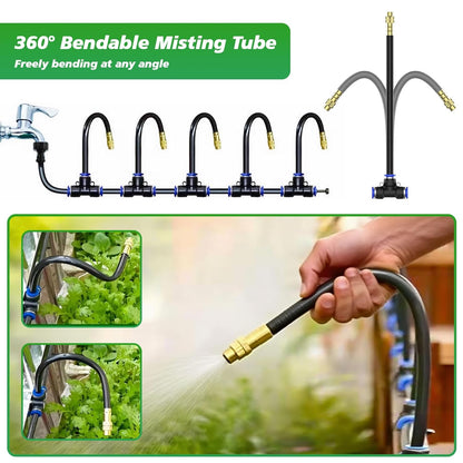 360° Adjustable Drip Irrigation System - Garden Watering System 33FT with 10 Nozzles, Drip Irrigation Kit for Garden, Yard, Lawn, Greenhouse, Plants, 5/16 inch Hose