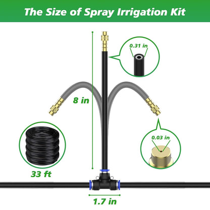 360° Adjustable Drip Irrigation System - Garden Watering System 33FT with 10 Nozzles, Drip Irrigation Kit for Garden, Yard, Lawn, Greenhouse, Plants, 5/16 inch Hose