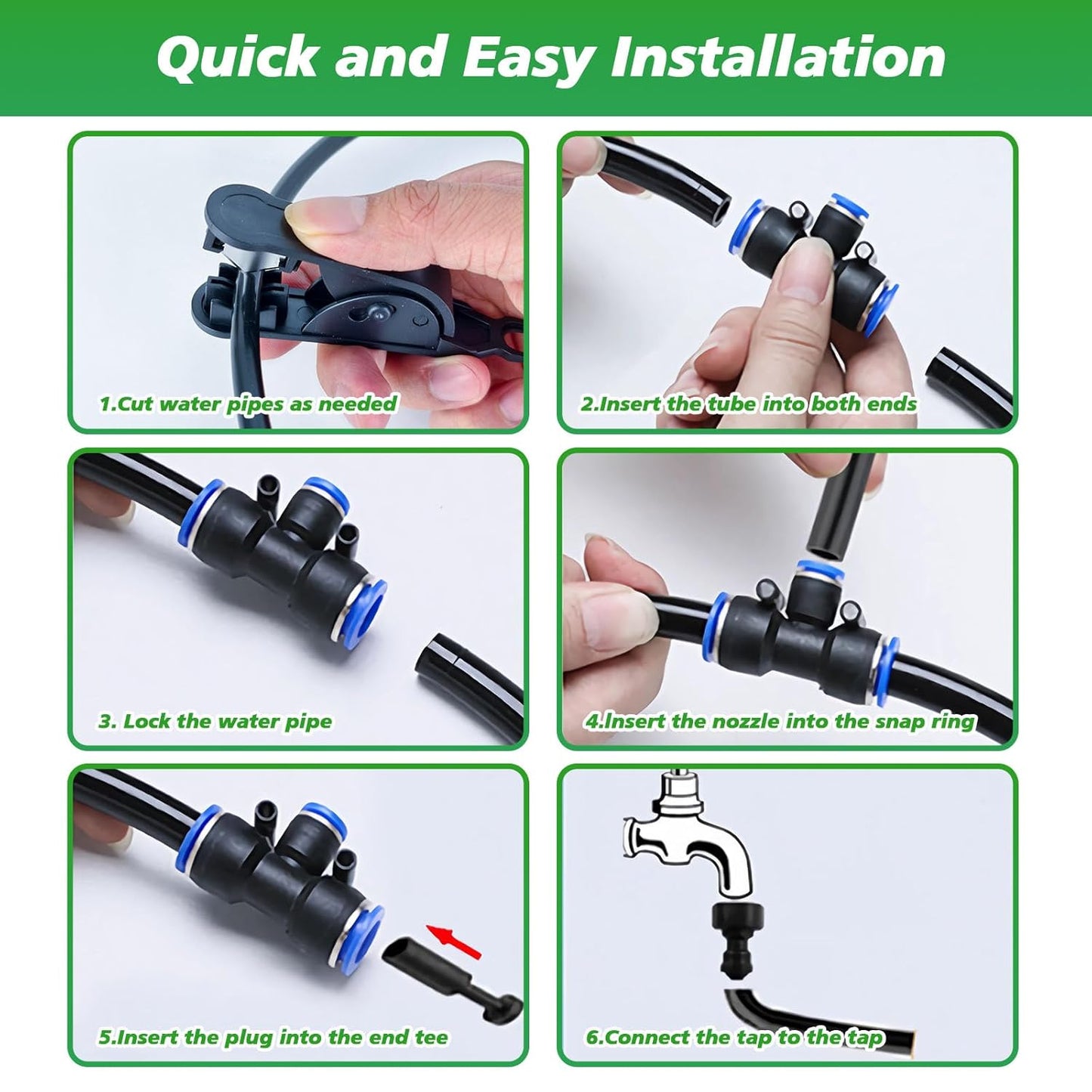 360° Adjustable Drip Irrigation System - Garden Watering System 33FT with 10 Nozzles, Drip Irrigation Kit for Garden, Yard, Lawn, Greenhouse, Plants, 5/16 inch Hose