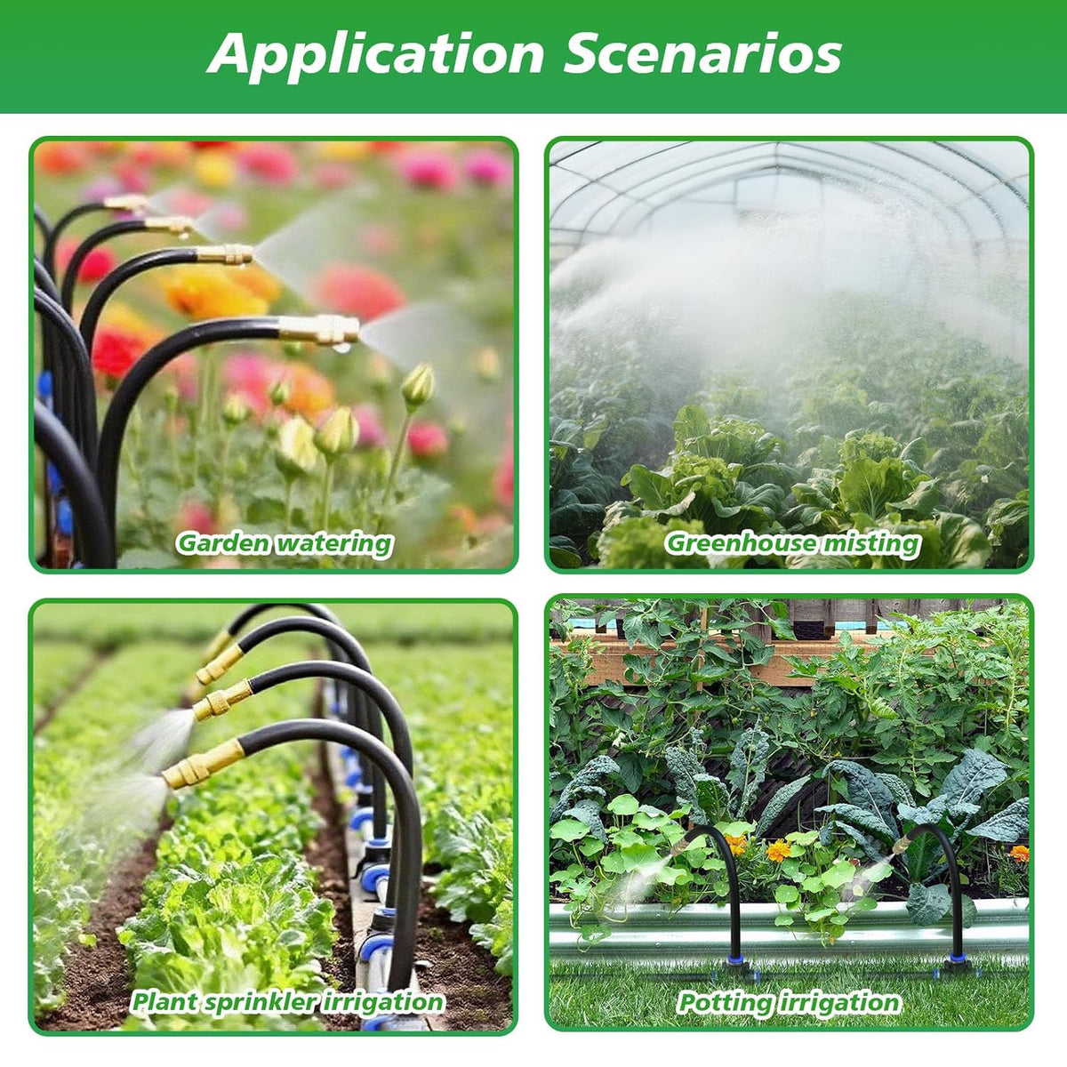 360° Adjustable Drip Irrigation System - Garden Watering System 33FT with 10 Nozzles, Drip Irrigation Kit for Garden, Yard, Lawn, Greenhouse, Plants, 5/16 inch Hose
