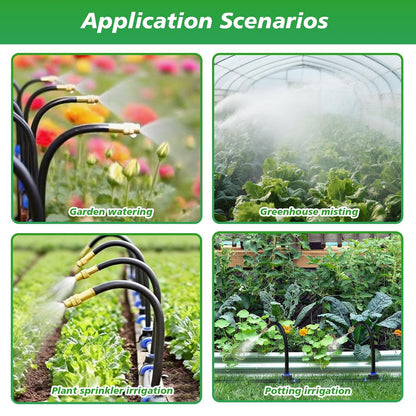 360° Adjustable Drip Irrigation System - Garden Watering System 33FT with 10 Nozzles, Drip Irrigation Kit for Garden, Yard, Lawn, Greenhouse, Plants, 5/16 inch Hose
