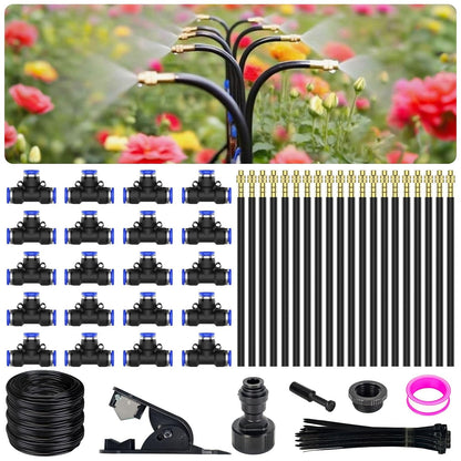 360° Adjustable Drip Irrigation System - Garden Watering System 33FT with 10 Nozzles, Drip Irrigation Kit for Garden, Yard, Lawn, Greenhouse, Plants, 5/16 inch Hose