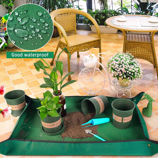 Extra Large Repotting Mat for Indoor Plant Transplanting and Mess Control, 43" X 29" Thickened Waterproof, Foldable and Easy to Clean, Suitable for Succulent Plants, Green