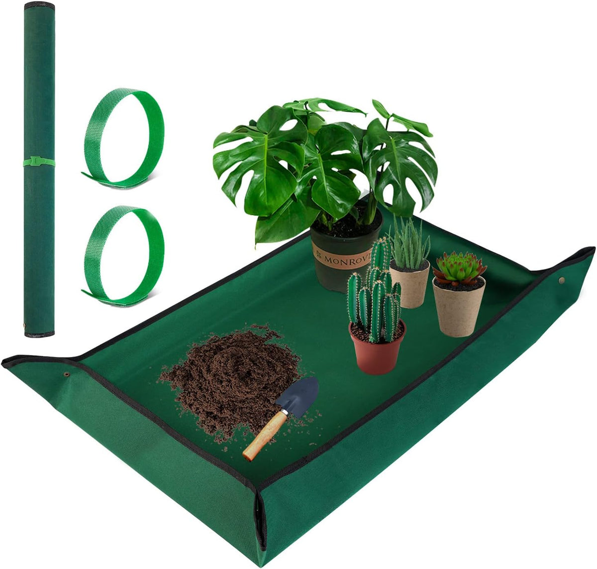 Extra Large Repotting Mat for Indoor Plant Transplanting and Mess Control, 43" X 29" Thickened Waterproof, Foldable and Easy to Clean, Suitable for Succulent Plants, Green