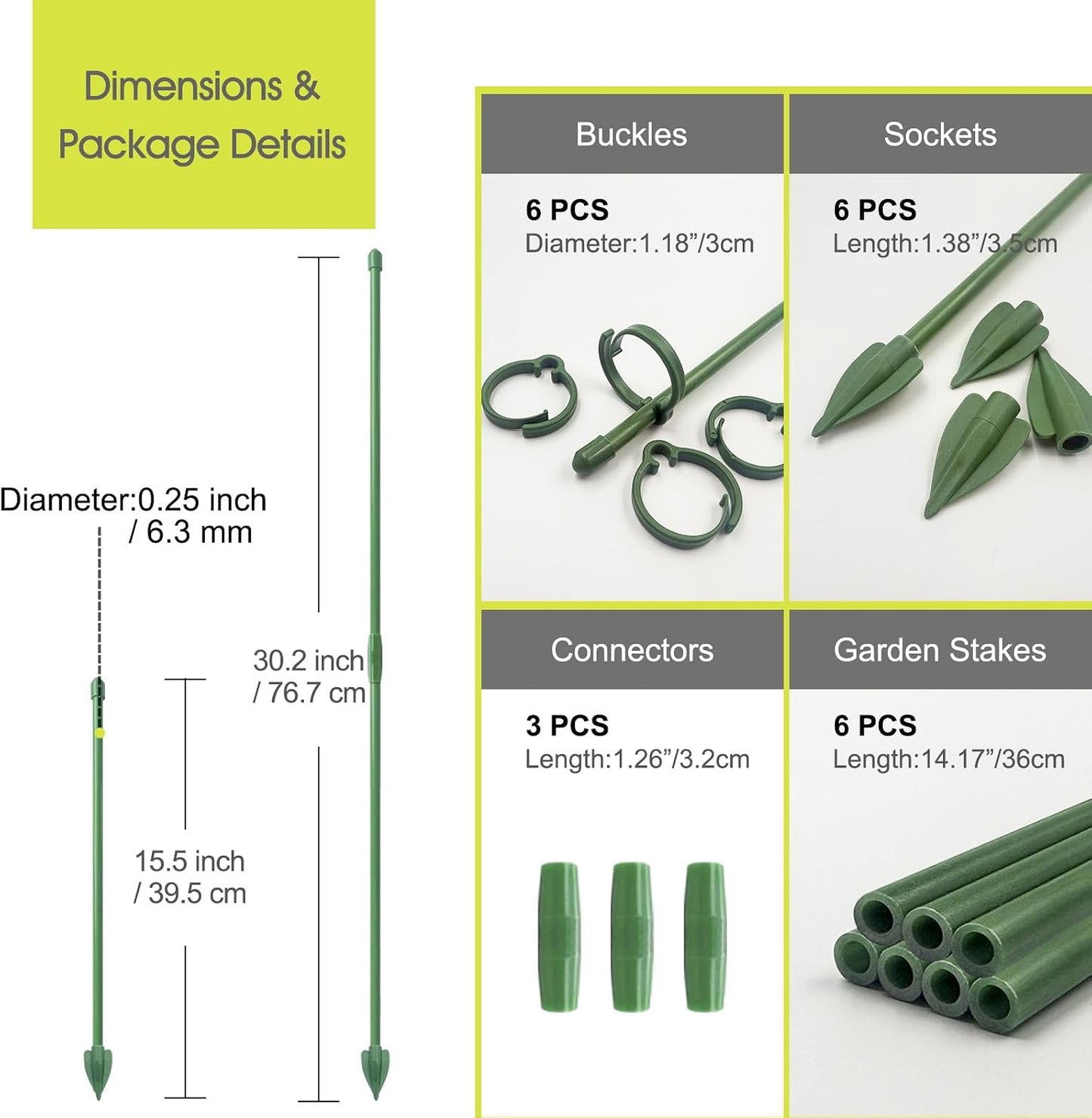 Plant Stakes for Indoor Plants, 14 Inch Plant Support Stakes, 6 PCS