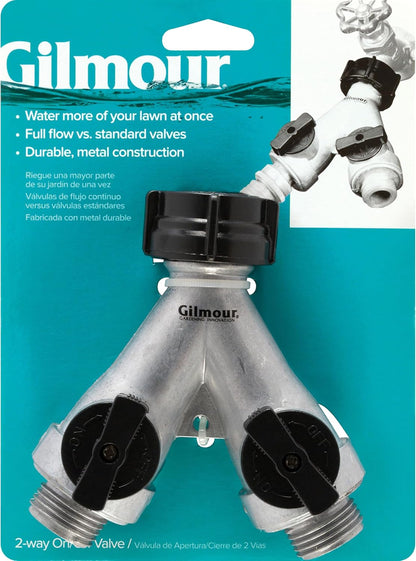 Heavy Duty 2 Way Garden Hose Splitter, Dual Water Hose Splitter with Shut Off Valve, Metal Water Manifold