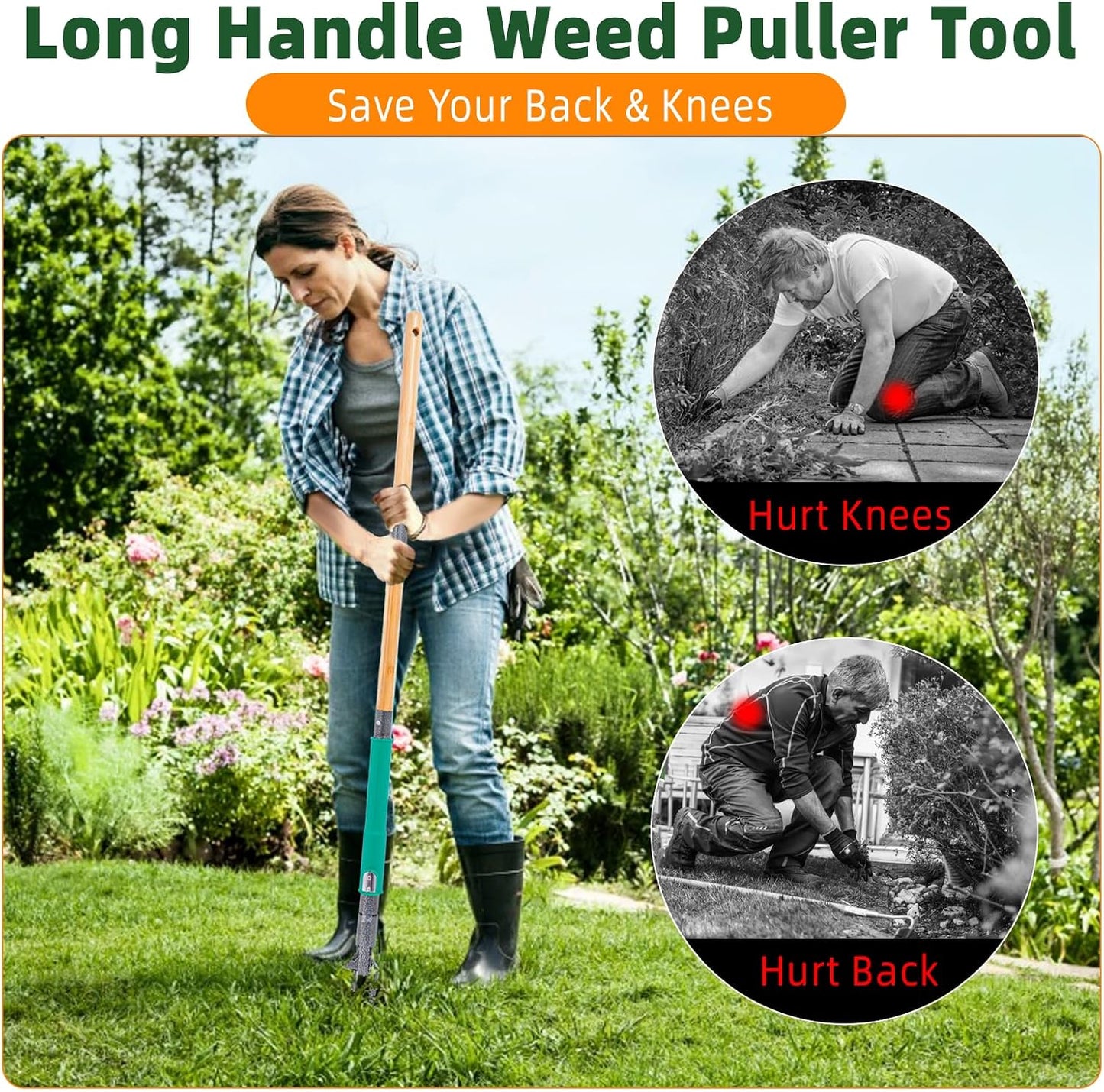Manual Weed Puller Tool,Handheld Weeder with Ergonomic Handle & Weed Eject Feature,Stand Up Garden Weed Remover for Efficient Weed Removal in Lawn, Yard, Flower Bed & Outdoor Vegetable Garden Weeding