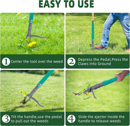 Manual Weed Puller Tool,Handheld Weeder with Ergonomic Handle & Weed Eject Feature,Stand Up Garden Weed Remover for Efficient Weed Removal in Lawn, Yard, Flower Bed & Outdoor Vegetable Garden Weeding