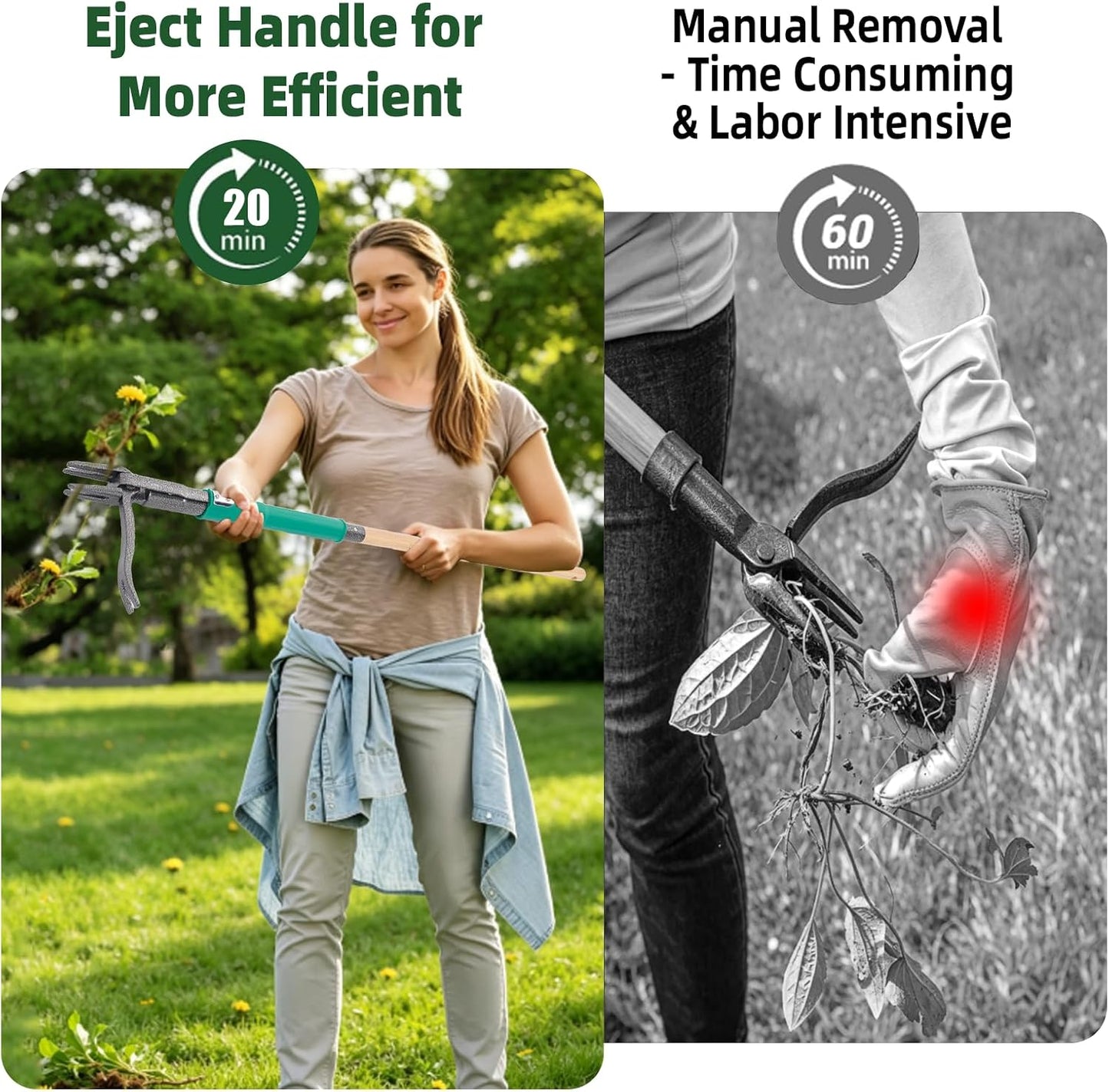 Manual Weed Puller Tool,Handheld Weeder with Ergonomic Handle & Weed Eject Feature,Stand Up Garden Weed Remover for Efficient Weed Removal in Lawn, Yard, Flower Bed & Outdoor Vegetable Garden Weeding