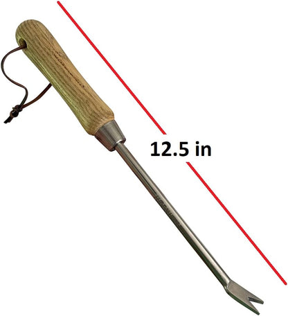 Eco Dandelion Weeder Tool with Ergonomic Wood Handle - 100% Recycled Stainless Steel - Rust Resistant - FSC Certified Wood - Weed Puller for Planting, Weeding, Flower & Vegetable Care