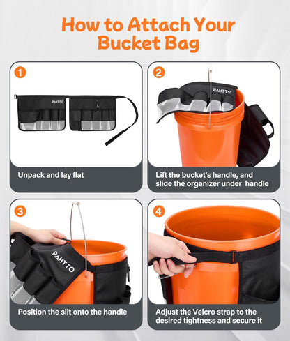 Bucket Tool Organizer, 5 Gallon Garden Bucket Tool Bag with Mesh Pocket