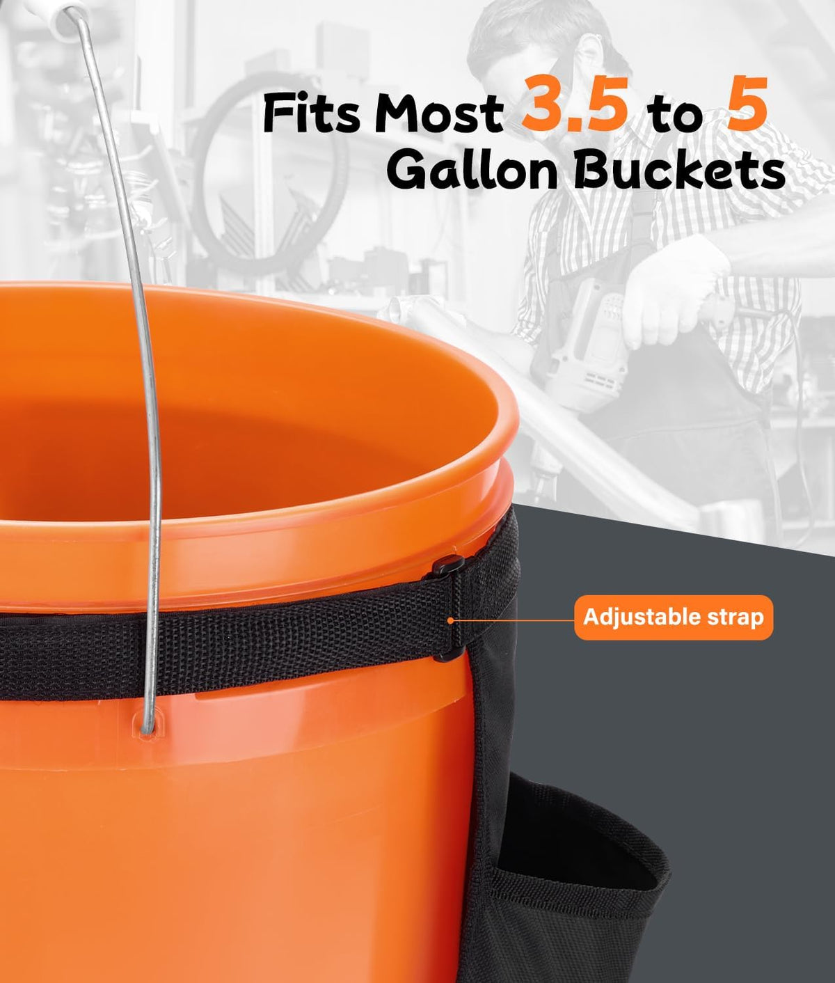 Bucket Tool Organizer, 5 Gallon Garden Bucket Tool Bag with Mesh Pocket
