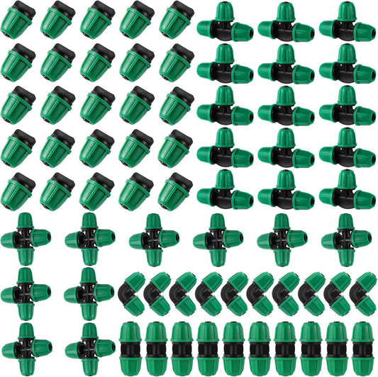70 Pcs 1/4 Inch Drip Irrigation Fittings Kit,Green