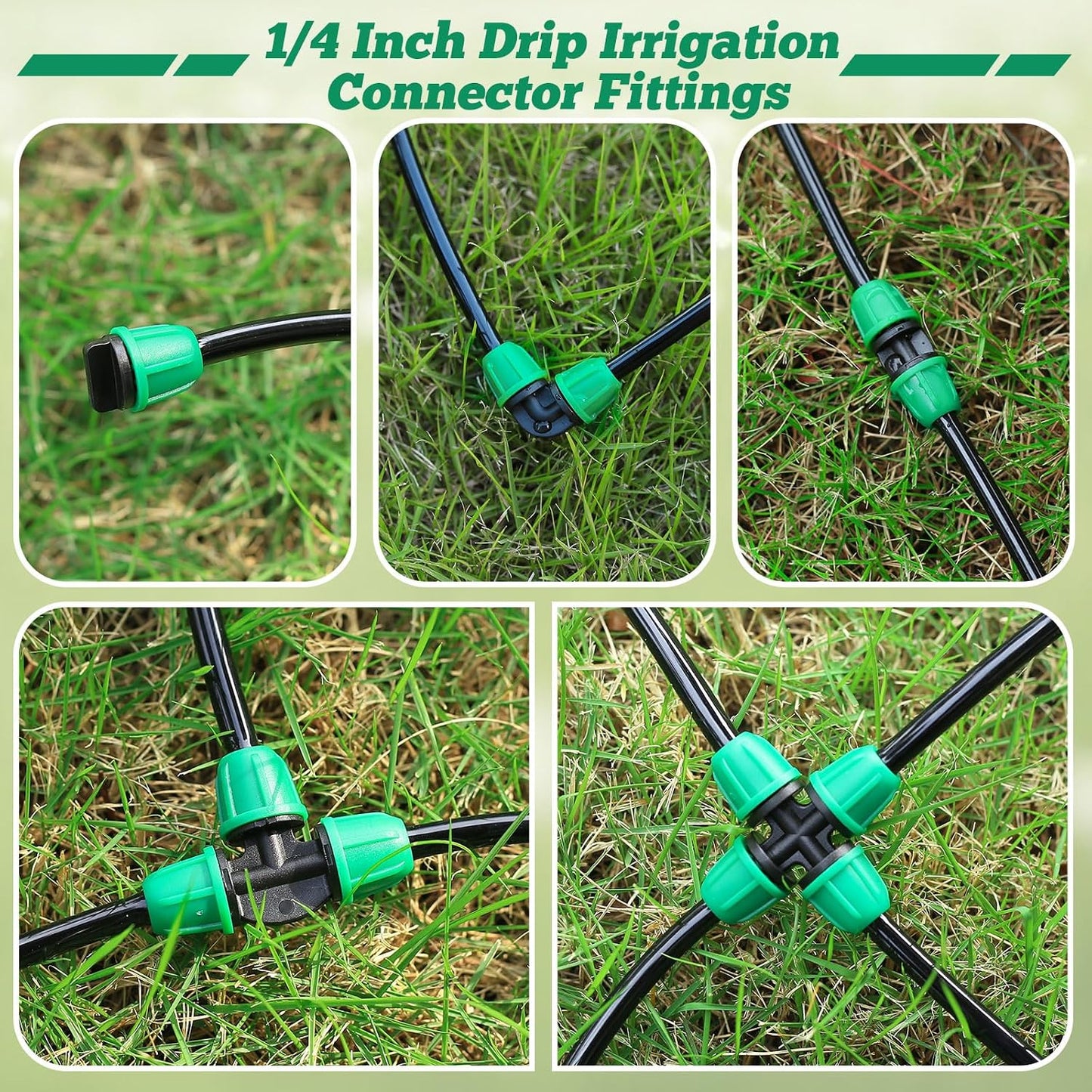 70 Pcs 1/4 Inch Drip Irrigation Fittings Kit,Green