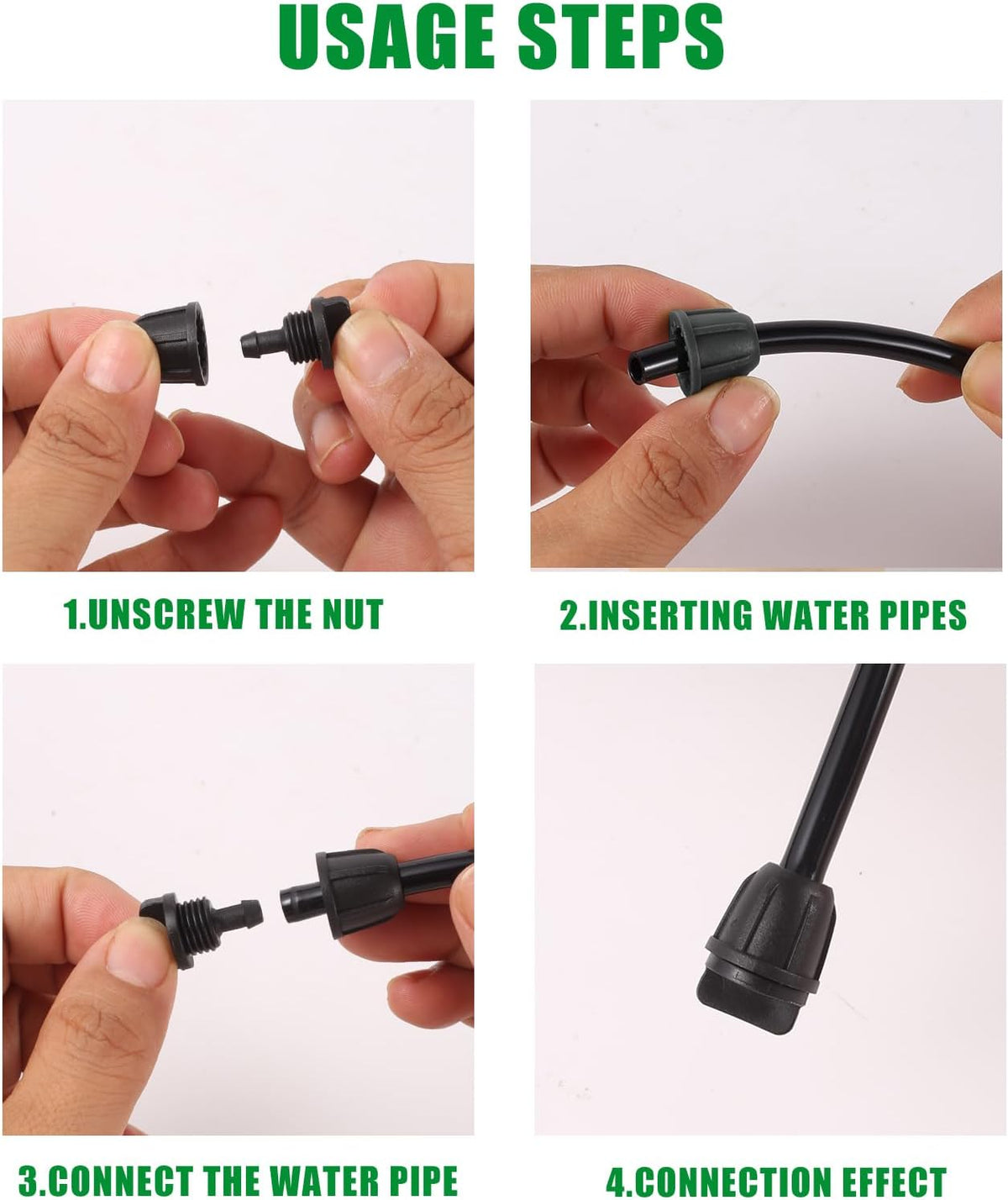 70 Pcs 1/4 Inch Drip Irrigation Fittings Kit,Green