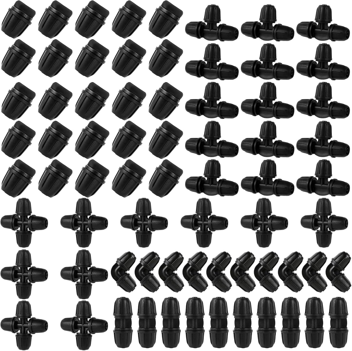 70 Pcs 1/4 Inch Drip Irrigation Fittings Kit,Green