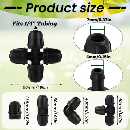 70 Pcs 1/4 Inch Drip Irrigation Fittings Kit,Green