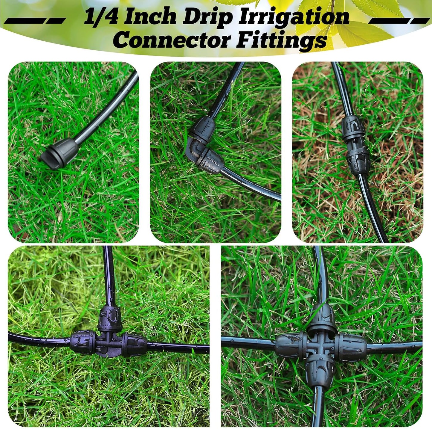 70 Pcs 1/4 Inch Drip Irrigation Fittings Kit,Green